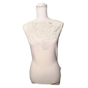 NWT Versace Womens Size 40 Cream Sleeveless Top Knit Designer Luxury Essential